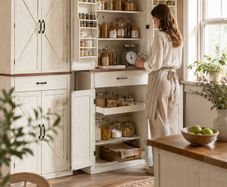 Kitchen Pantry Storage Cabinet Country Style Tall
