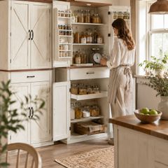 Kitchen Pantry Storage Cabinet Country Style Tall
