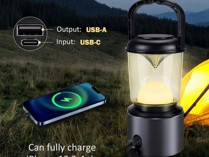 NEW Camping Lights, 10400mAh Camping Lantern USB-C Rechargeable Running 350Hrs, Camping Lamp with LED Screen, 5 Light Modes Waterproof