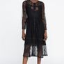 Zara black long sleeve lace midi dress Image 2