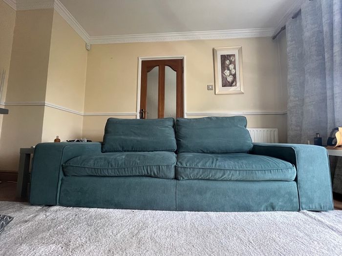 IKEA KIVIK 3 Seater Sofa Blue Teal Corduroy