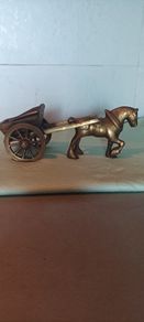 Vintage heavy brass horse and cart, weight 131.13g