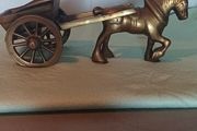 Vintage heavy brass horse and cart, weight 131.13g