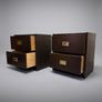 Pair of 1970s Campaign Style Bedside Cabinets with Brass Pulls Image 3