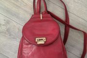 Deep Red Leather Backpack