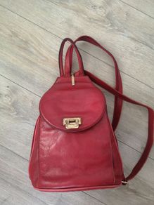 Deep Red Leather Backpack