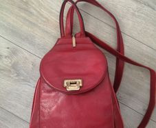 Deep Red Leather Backpack