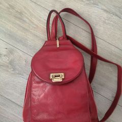 Deep Red Leather Backpack