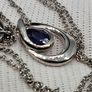Blue Sapphire Pendant with Chain (Size 20) in Rhodium Overlay Sterling Silver 1.000 Ct. Image 6