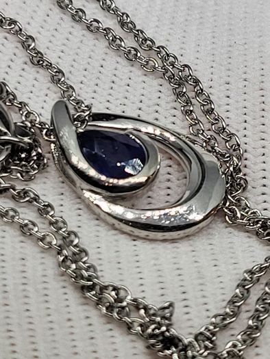Blue Sapphire Pendant with Chain (Size 20) in Rhodium Overlay Sterling Silver 1.000 Ct.