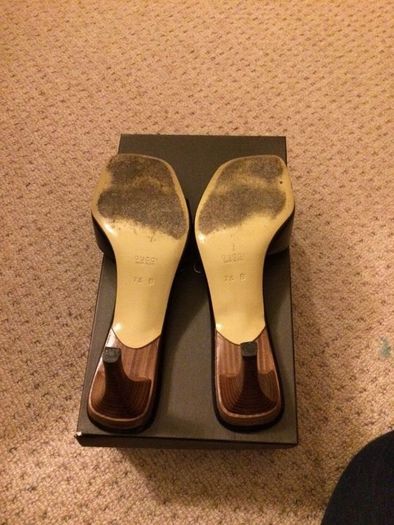 Vintage Gucci Black Leather Buckle Heel