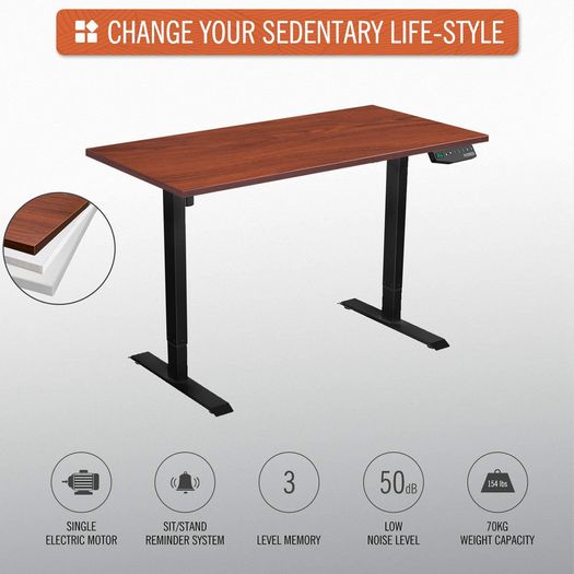 _Height-adjustable desk Electrically height-adjustable table frame 2-fold telescope, ergonomic sit-stand table with memory control (frame only - black)