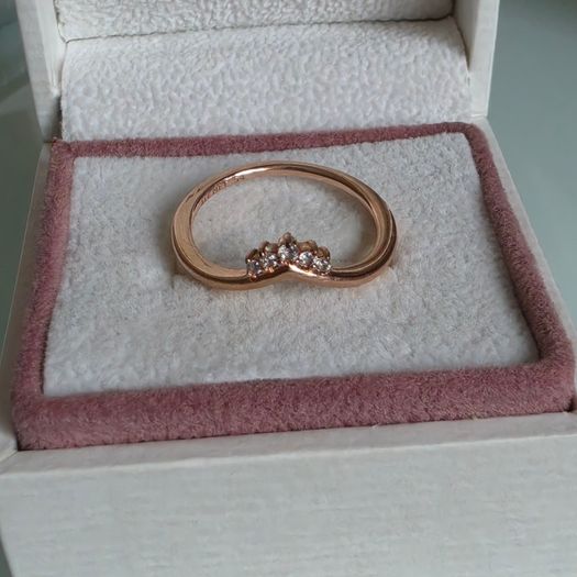 Pandora Tiara wishbone cubic zirconia rose gold plated size 54 perfect condition (no box)