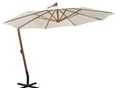 Hanging Parasol 350 cm Wooden Pole White