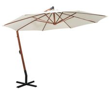 Hanging Parasol 350 cm Wooden Pole White