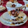 21 Piece Royal Tara Bone China Gold Gilt Red And Yellow Floral Tea Set For 6 Person Setting Made in Ireland Image 2