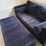 Two seater Scott velvet sofa plus matching ottoman Image 3