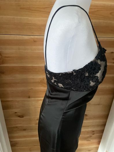 black dress tailor handmade satin occasion size 10 brand new