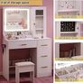 Dressing Table with Mirror and Stool: Vanity Desk with Mirror and Drawers - Makeup Desk with Jewellery Storage, Vanity Dressing Table with LED Lights, Brightness Adjustable, 3 Open Storage Areas Image 8