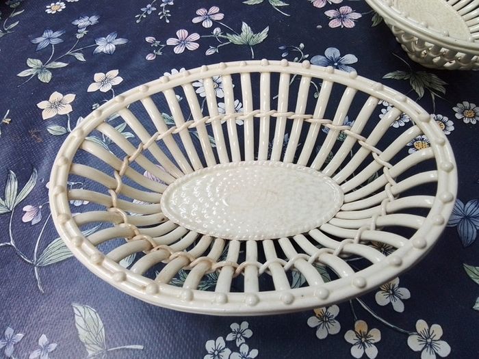 Two Ceramic Basket Weave  Containers