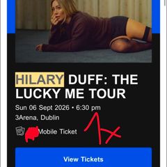 Mobile ticket for Hillary Duff, entry with ticket holder (my niece)