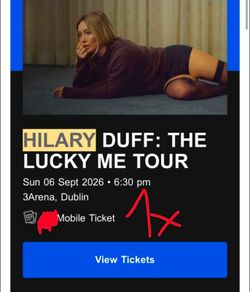 Mobile ticket for Hillary Duff, entry with ticket holder (my niece)