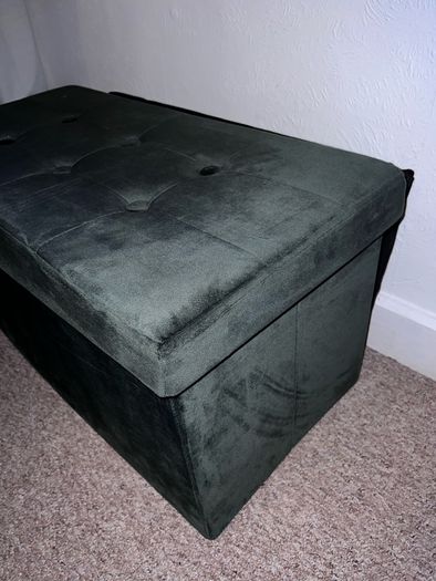 Velvet Ottoman With Storage And Lid