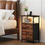 3 Drawers Chest of Drawers for Bedroom with Charging Station and LED Light Image 8