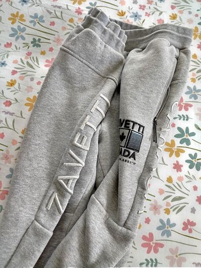 Mens Zavetti Canada Grey Cotton Joggers Large