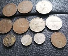 selection of old coins, can be sold separately or as a lot