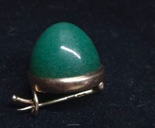 Antique Imperial Russian 14ct Gold Jade Brooch Moscow c.1890 1896 6g