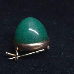 Antique Imperial Russian 14ct Gold Jade Brooch Moscow c.1890 1896 6g