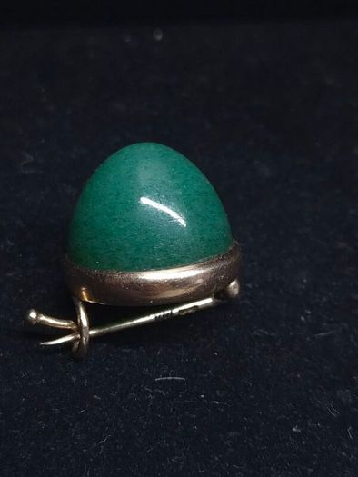 Antique Imperial Russian 14ct Gold Jade Brooch Moscow c.1890 1896 6g
