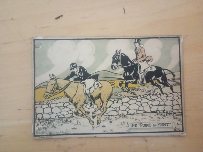 Rzadka rycina Cluna Studio Dublin nr 19 "The Point-to-Point" - M. O'Keefe (ok. 1925-1940)