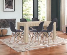 6 Seater Wooden Dining Table Set Nordic Style Oak