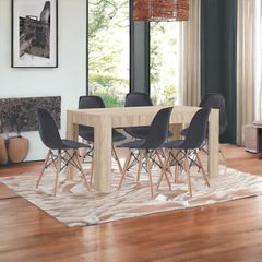 6 Seater Wooden Dining Table Set Nordic Style Oak