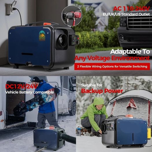12V 24V 8KW Diesel Air Heater with Bluetooth App Remote Control for Car RV Van and Camping