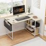 L Shaped Desk 100CM Computer Desk Study Office Desk Gaming Desk Writing Table With Bookshelf Reversible Corner Desk For Home Office Studio Workstation Image 2