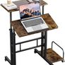 Height Adjustable Standing Desk with Tilting Table Top and Wheels 60 x 60cm Image 2
