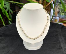 Vintage Sterling Silver Tubular Cylinder Bead Choker Necklace 925