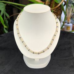 Vintage Sterling Silver Tubular Cylinder Bead Choker Necklace 925