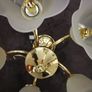 Metallic clour gilden + Glass shaped flushed mount light vintage living room semi flush chandlier with frosted glass shades. Image 2
