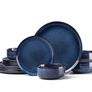 12 Piece Stoneware Dinnerware Service for 4, Reactive Glaze Dining Ware Include Plates and Bowls, Chip and Scratch Resistant, Microwave & Dishwasher Safe, Nebulas Blue Image 2