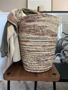 Large Woven Seagrass Storage Basket Boho Style