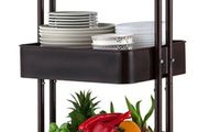3 Tier Storage Trolley on Wheels Cart Kitchen Utility Rolling Rack Tray Shelf for Kitchen Bathroom Laundry and Office (Black)