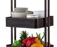 3 Tier Storage Trolley on Wheels Cart Kitchen Utility Rolling Rack Tray Shelf for Kitchen Bathroom Laundry and Office (Black)