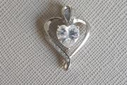 heart-shaped clear centre stone, sterling silver