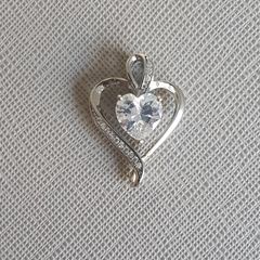heart-shaped clear centre stone, sterling silver