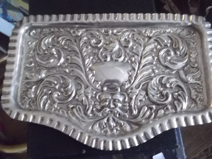 a antique silver plated embossed tray