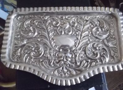 a antique silver plated embossed tray
